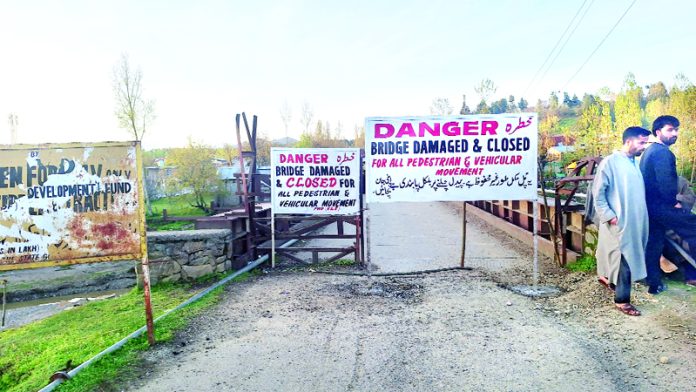 A view of the closed Baki Akher bridge in North Kashmir’s Handwara area. -Excelsior/Aabid Nabi