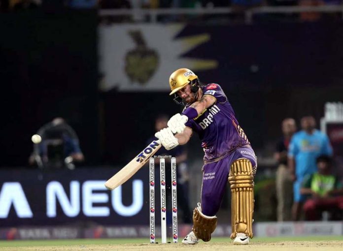 Phil Salt of KKR playing a shot during his knock of 89 runs not out against LSG.
