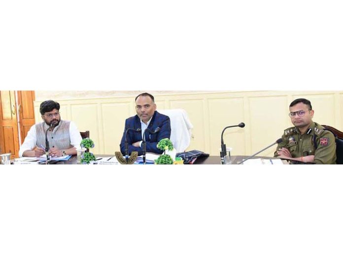 Chief Electoral Officer J&K P K Pole chairing a meeting on Sunday.