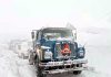 Vehicles stuck at Razdan Pass due to snowfall. -Excelsior/Firdous Ahmad