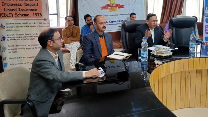 Rizwan Uddin, Regional Provident Fund Commissioner-I speaking during a function organised in Poonch on Monday.
