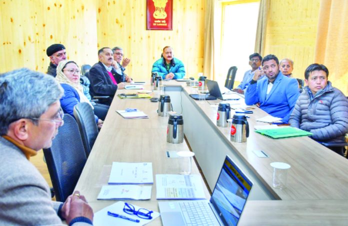 Advisor to LG Ladakh, Dr Pawan Kotwal chairing a meeting of officers at Civil Secretariat, Leh.