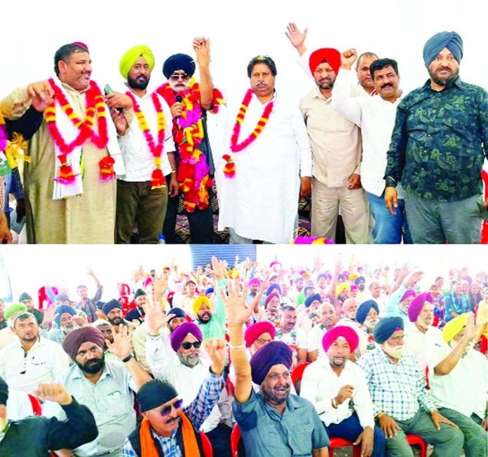Congress candidate from Jammu-Reasi Parliamentary seat Raman Bhalla during an election campaign meeting at Bhour Camp, Jammu.