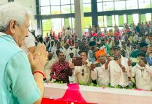 LG Manoj Sinha addressing a function at Ghazipur, UP on Wednesday.