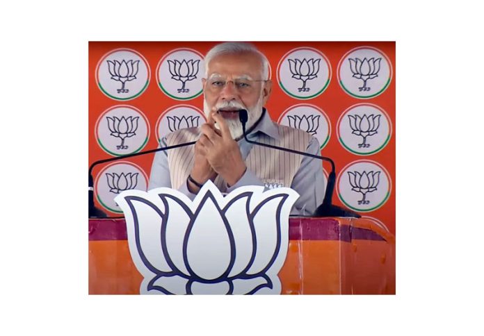 Prime Minister Narendra Modi addressing an election rally in Saharanpur on Saturday.