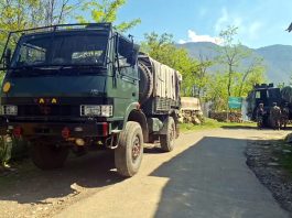 Security forces during encounter in Renji forest area of Bandipora on Wednesday. -Excelsior/Firdous