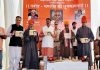 Haryana Governor Bandaru Dattatreya releasing Sapatrishi Calendar Samvat 5100 at Vicharnag in Srinagar on Tuesday. -Excelsior/Shakeel
