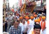 An impressive Shoba Yatra being taken out on the occasion of Ram Navami at Jammu on Wednesday. Another pic on page 4. -Excelsior/Rakesh