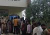 Voters waiting in a queue at Model Polling Station at border village Kadyala on Friday.