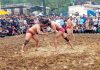 Wrestlers in action during 96th Jhajjar  Kotli Dangal on Tuesday.