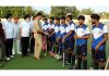 Ajay Kumar, SP South City, interacting with the players during an event in Jammu on Thursday.