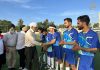 Chief guest interacting with players before the match at KK Hakku Stadium Jammu on Tuesday.