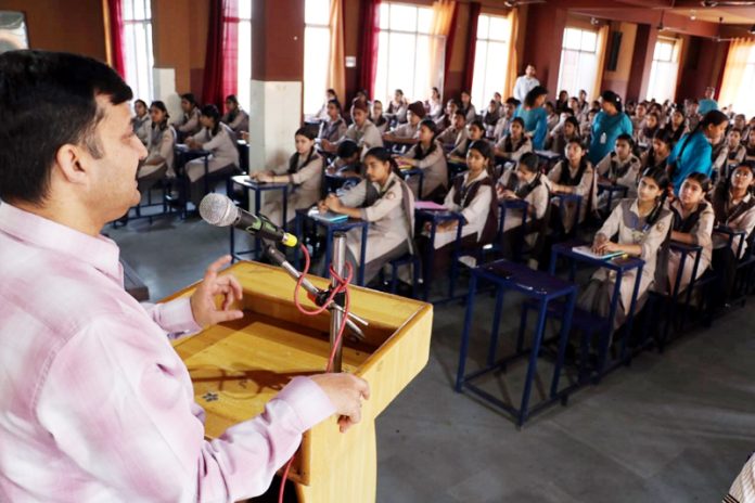 A Counsellor delivering a lecture during a Career Counselling Session at Shiksha Niketan Senior Secondary School on Monday.