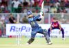 Rashid Khan playing a winning shot during a match against Rajasthan Royals in Jaipur on Wednesday.