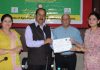 SKUAST-Jammu VC distributing participation certificates during valedictory function of month-long agri-entrepreneurship training program.