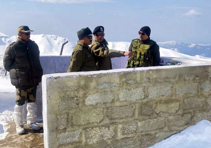 DG BSF Nitin Agrawal reviewing operational preparedness of force along the LoC in Kashmir.