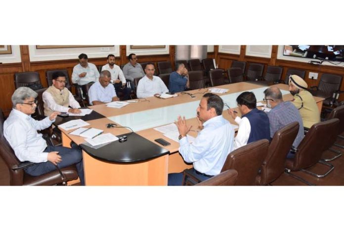 CS Atal dulloo chairing a meeting at Jammu on Thursday.