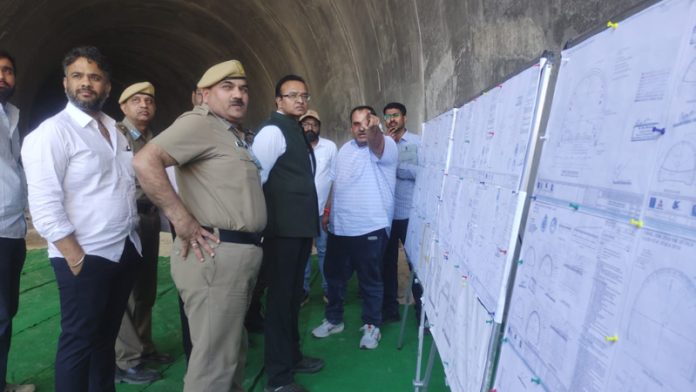 ADG Border Road Organisation, RK Dhiman along with other officers inspecting development works on Akhnoor-Poonch National Highway on Monday.