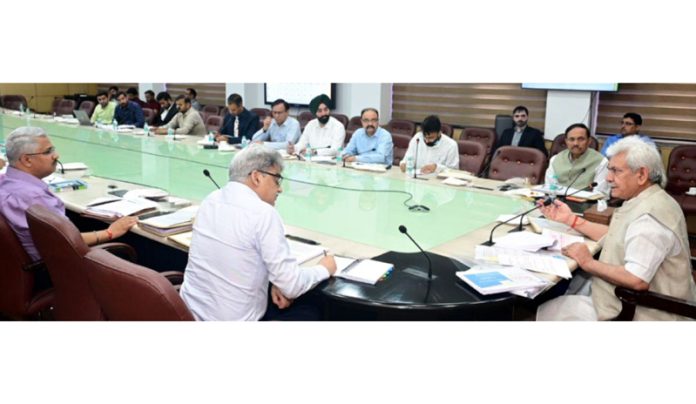 Lt Governor Manoj Sinha chairing a high-level meeting.