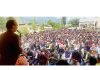 DPAP Chairman Ghulam Nabi Azad addressing public rally in Doda on Wednesday.
