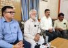 Office bearers of Sanatan Dharam Sabha during a press conference at Jammu on Monday.
