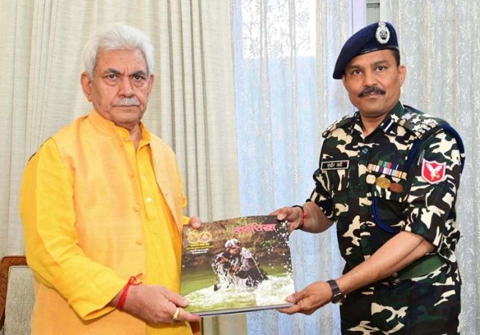 LG Manoj Sinha meeting with DIG, SSB Sudhir Verma on Thursday.