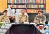DGP R R Swain chairing a meeting at Anantnag on Monday.