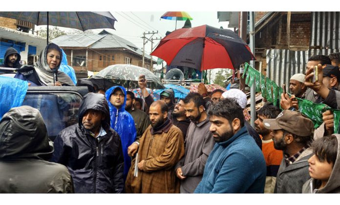 PDP president Mehbooba Mufti during a rally in Anantnag.—Excelsior/Shakeel