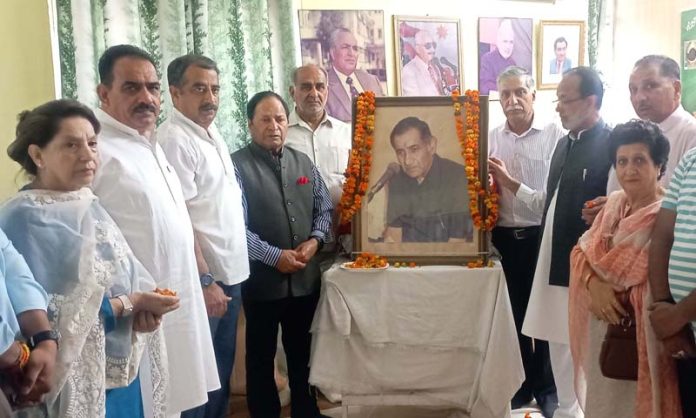NC leaders and activists paying tribute to former Minister Bodh Raj Bali during function in Jammu.