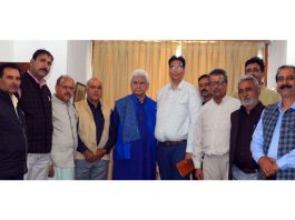 Lt Governor Manoj Sinha meeting delegation of Temples and Shrines Prabandhak Committee.