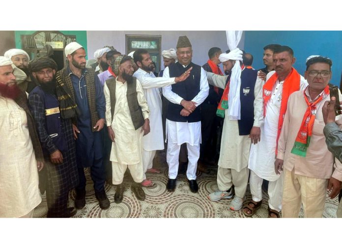 MP (RS) Gulam Ali Khatana during a meeting with a delegation of people at Jammu on Sunday.