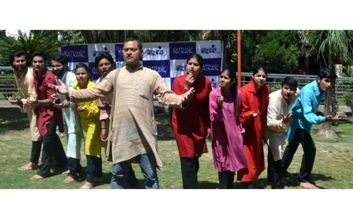 A scene from play ‘Inqlaab’ staged at Jammu on Sunday.