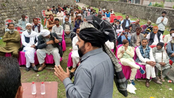 NC leader Ajaz Jan addressing election meeting in Poonch.