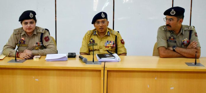 ADGP Jammu, Anand Jain, chairing a meeting of the police officers in Reasi District on Wednesday.