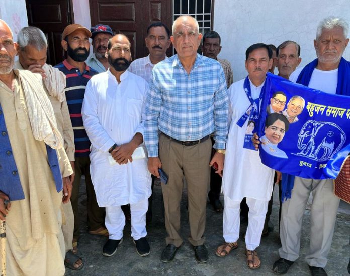 Senior BSP leaders during poll campaign at Bishnah.