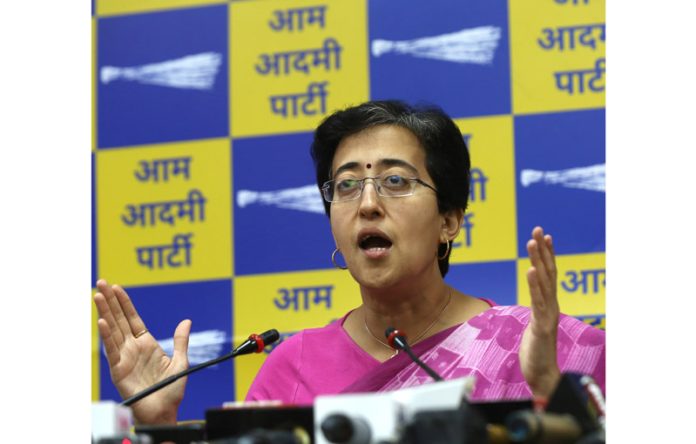 Delhi Education Minister and AAP leader Atishi Singh addresses a press conference, in New Delhi on Tuesday. (UNI)
