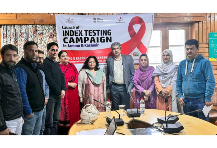 Project Director, JKACS Dr Abdul Rouf Bhat and others during launch of Index testing campaign.