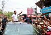 Congress leader Rahul Gandhi waving party supporters during his Janasamparkam programme ahead of the Lok Sabha election in Kozhikde on Tuesday. (UNI)