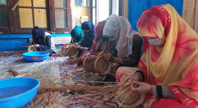 Willow Wicker Skill Centre in Kachan area of Ganderbal, imparting skills to women, enabling them to earn a livelihood. -Excelsior/Firdous