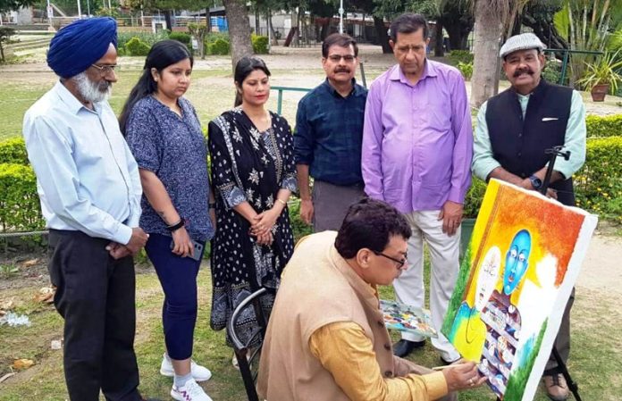 O P Sharma, Director, JKCCA during a National Painters’ Camp, commenced in Jammu on Tuesday.