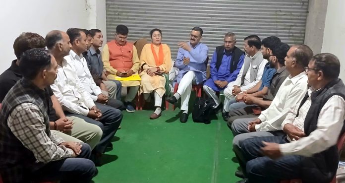 Senior BJP leader Sanjay Baru along with Convenors, Booth Presidents from Kalakote-Sunderbani attending meeting on Friday.