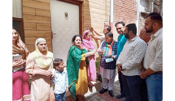 BJP leaders campaigning for party candidate in Ward number 12 of Jammu on Friday.