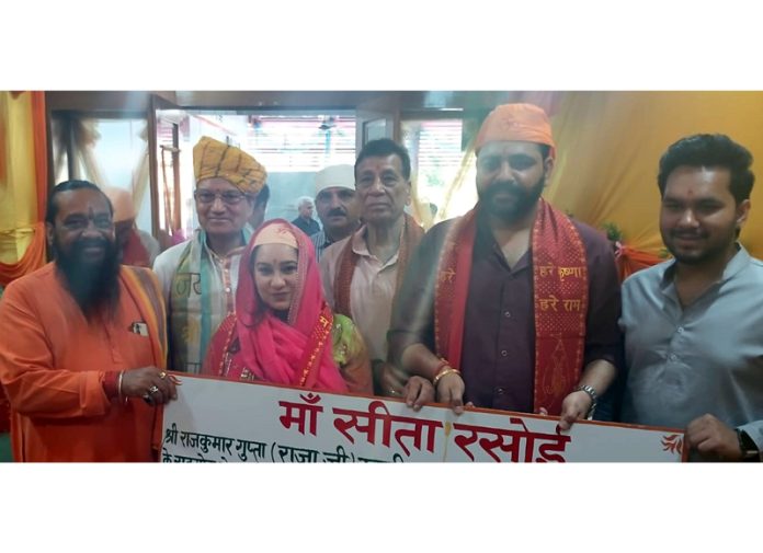 Pawan Kumar Shastri, President, JYBT receiving donations during a function held in Jammu on Friday.