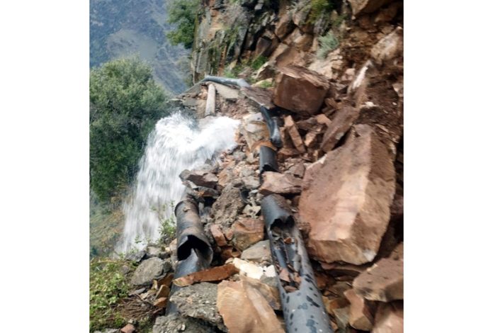 Damaged water supply pipes in Kishtwar. -Excelsior/Tilak Raj Yogi