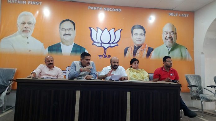 BJP leaders during a meeting at Jammu on Wednesday