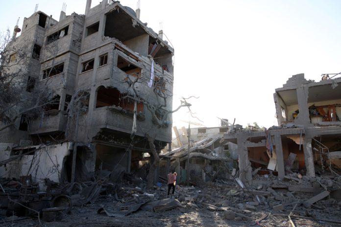 A view of damage caused by Israeli strikes in central Gaza Strip. (UNI)