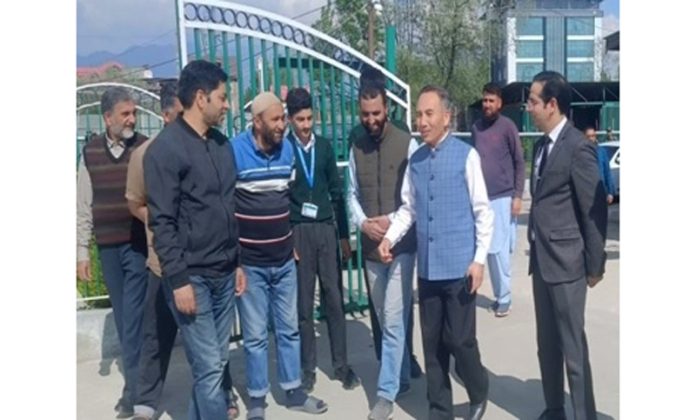 Justice Tashi Rabstan during visit to Yateem Khana at Srinagar on Thursday.
