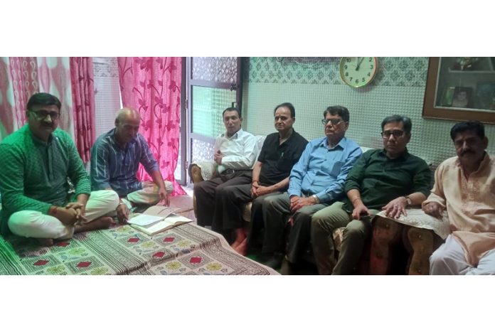Members of Maha Ganesh Asthapan Committee during a meeting at Jammu on Sunday.