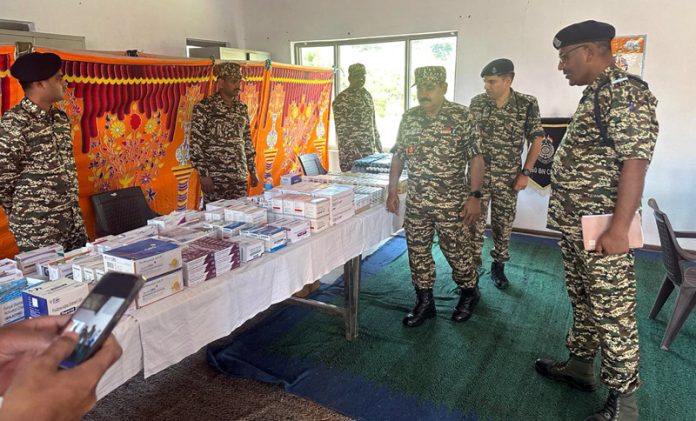 Excelsior Correspondent JAMMU, Apr 6: A free medical camp was organized at Panchayat Ghar, Nandor in Nagrota area of Jammu by 160 Battalion, Central Reserve Police Force Headquarters, BCS, Nagrota (Jammu). During the camp, Angom Naresh Singh, Kamaljit Kumar, Second Command Officer 160 Battalion Dr Simidhi Raina, Dr Kalpalata (Civil Hospital, Nagrota) and Dr Manmohan Meena (Medical Officer, 160 Battalion), conducted medical examination of the local citizens and gave them information regarding prevention of serious diseases as well as changing lifestyle. Causes, symptoms and prevention of the diseases caused due to diabetes, including heart disease, diabetes, migraine, fatty liver etc., were explained to the visiting people. The medical officer also provided medicines for various types of diseases to about 250 citizens as per requirement. Speaking on the occasion, Hari Om Khare (Commandant, 160 Battalion) informed that keeping in mind the mantra of 'Pahlasukh Nirogikaya', health checkup of all the citizens has been done and desired medicines have also been distributed to them as per requirement. He said 160 Battalion CRPF has been organizing such medical camps from time to time as their aim is to ensure that the local citizens living in the area remain physically and mentally healthy. Rajendra Singh (Sarpanch) and Vijay Singh (Panch Nandor, Nagrota) were also present on the occasion.