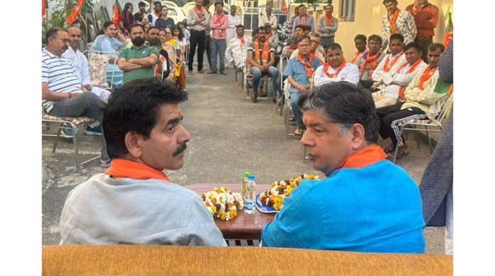 BJP vice president, Aseem Gupta during a party meeting at Marble Market Jammu on Monday.